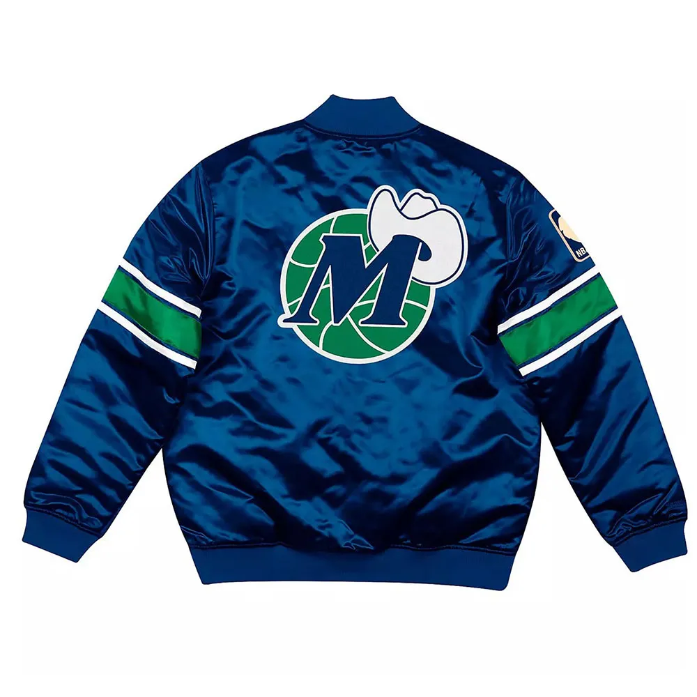 Striped Dallas Mavericks Hardwood Classic Satin Jacket Back
