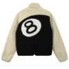 Stussy 8 Ball Off White And Green Sherpa Jacket