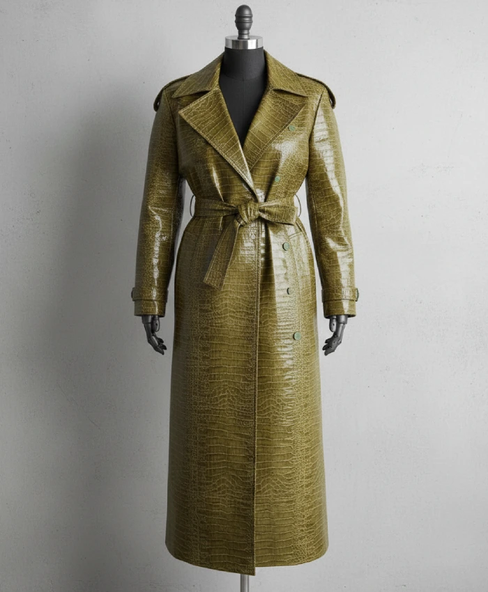 Super Bowl 2026 Beyonce Textured Green Trench Coat