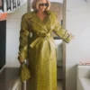 Super Bowl 2026 Beyonce Textured Olive Green Trench Coat