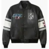 Super Bowl LX 2026 Avirex X Starter Black Leather Bomber Jacket