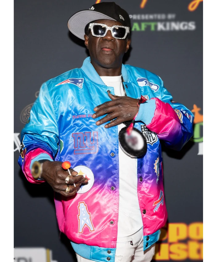 Super Bowl LX 2026 Flavor Flav Blue Satin Jacket