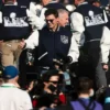 Super Bowl LX 2026 Pro Football MVP Navy Blue And White Varsity Jacket