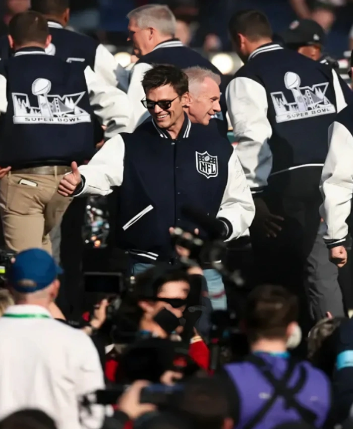 Super Bowl LX 2026 Pro Football MVP Navy Blue And White Varsity Jacket