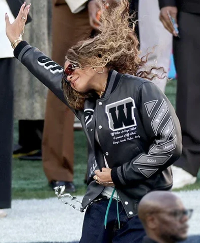 Super Bowl LX Blue Ivy Carter Leather Bomber Jacket