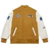 Super Bowl LX Champions 2026 Seattle Seahawks Tan And Cream Dusted Varsity Jacket