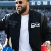Super Bowl LX Champions Parade 2026 Julian Love Seattle Seahawks Black Wool Varsity Jacket