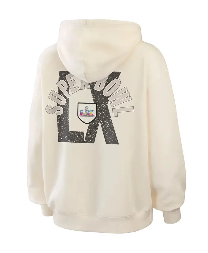 Super Bowl LX Erin Andrews Full Zup Beige Hooded Jacket