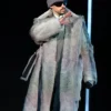 Super Bowl LX Halftime Show Press Conference 2026 Bad Bunny Grey Shearling Coat