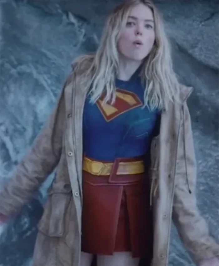 Superman 2025 Supergirl Tan Parka Brown Hooded Coat