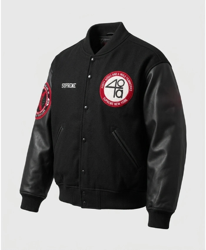 Supreme 40 Acres Malcolm X Black Varsity Jacket