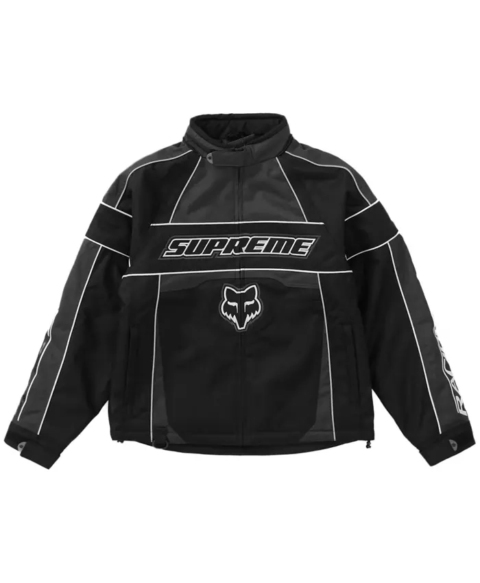 Supreme Fox Black Racing Zip Up Jacket
