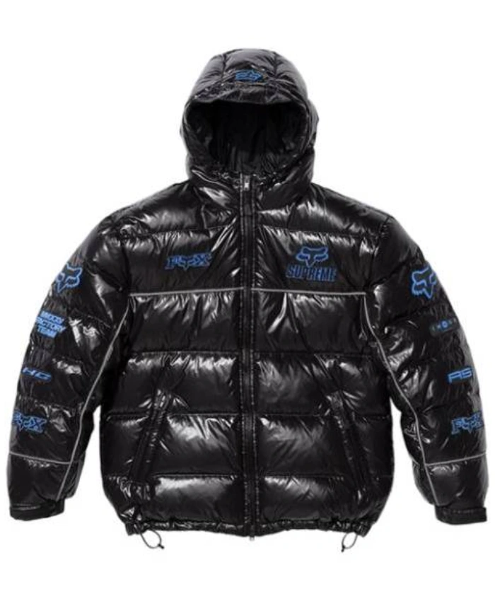 Supreme Fox Racing Shiny Down Black Puffer Jacket