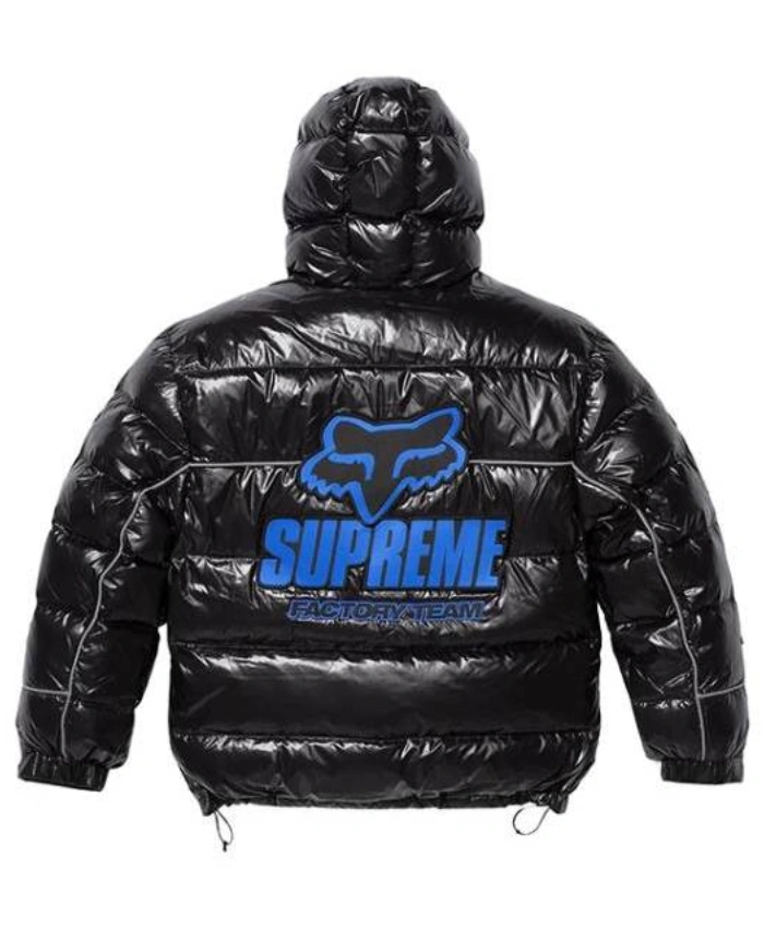 Supreme Fox Racing Shiny Down Puffer Black Jacket