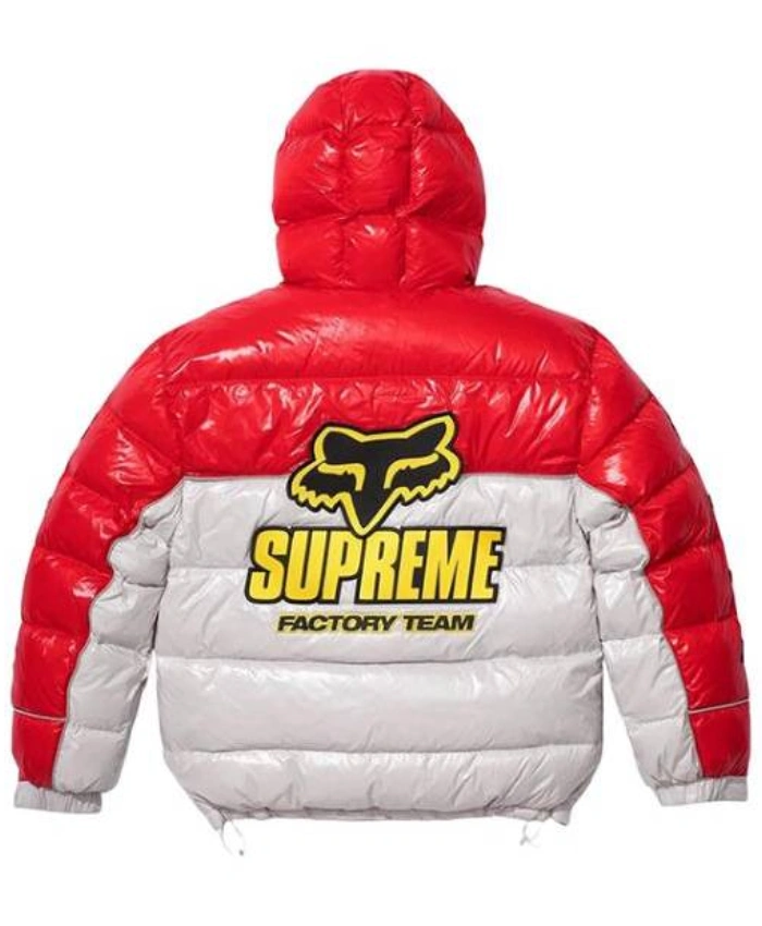 Supreme Fox Racing Shiny Down Red Puffer Jacket