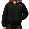 Supreme Fur Reversible Hooded Track Black Jacket Women