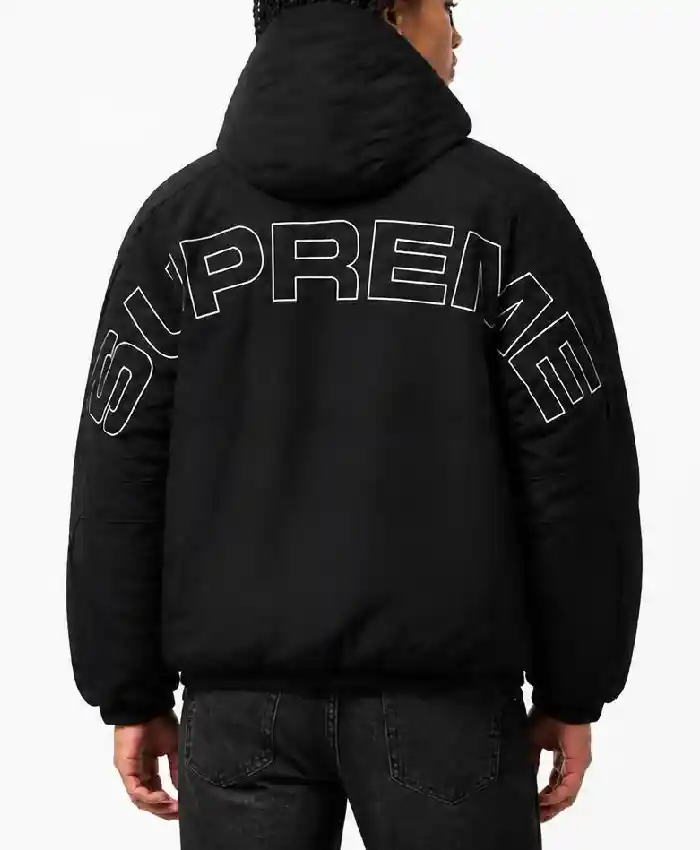 Supreme Fur Reversible Hooded Track Black Jacket Womens