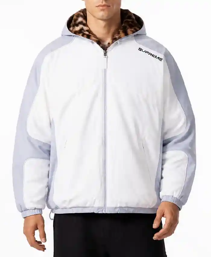 Supreme Fur Reversible Hooded Track Black White Jacket Mens