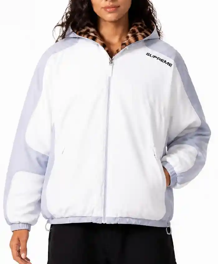 Supreme Fur Reversible Hooded Track Black White White Jacket Womens