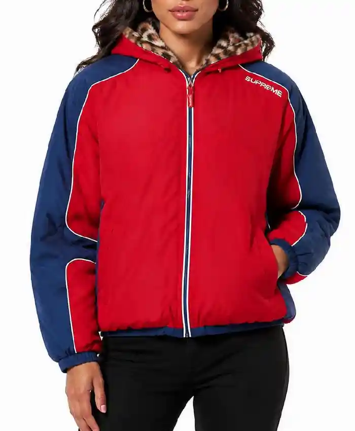 Supreme Fur Reversible Hooded Track Red Jacket Womens