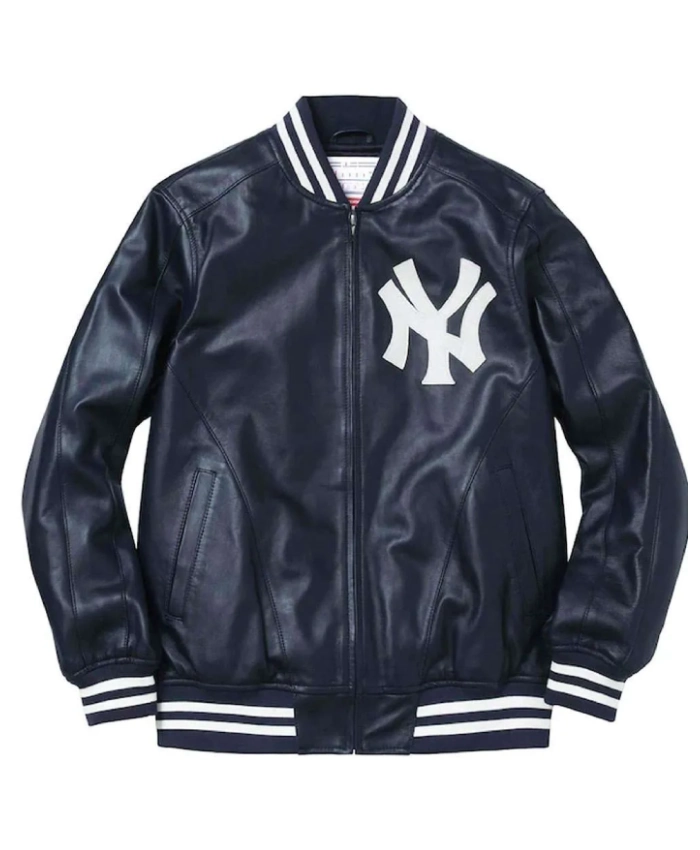 Supreme NY Yankees Varsity Full Zip Leather Jacket