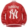 Supreme New York Yankees RedNavy Leather Full Zip Jacket
