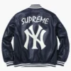 Supreme New York Yankees Varsity RedNavy Leather Full Zip Jacket