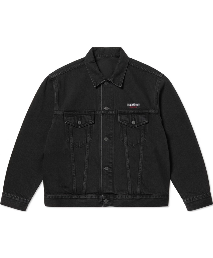 Supreme SS26 Black Denim Trucker Jacket For Men And Women