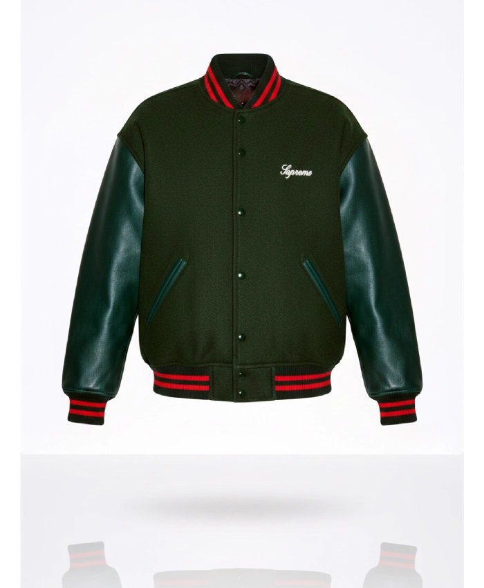 Supreme SS26 Green Varsity Jacket
