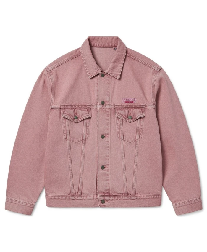 Supreme SS26 Pink Denim Trucker Jacket For Men And Women