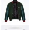 Supreme SS26 Wool Leather Green Varsity Jacket For Sale