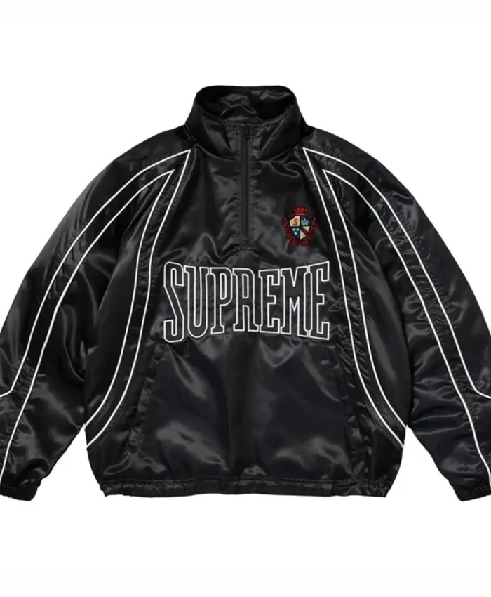 Supreme Satin Trim 29 International Black Quarter Zip Pullover Jacket