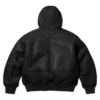 Supreme Schott Black Hooded Leather Jacket