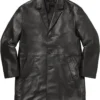 Supreme X Schott Black Leather Overcoat Sale