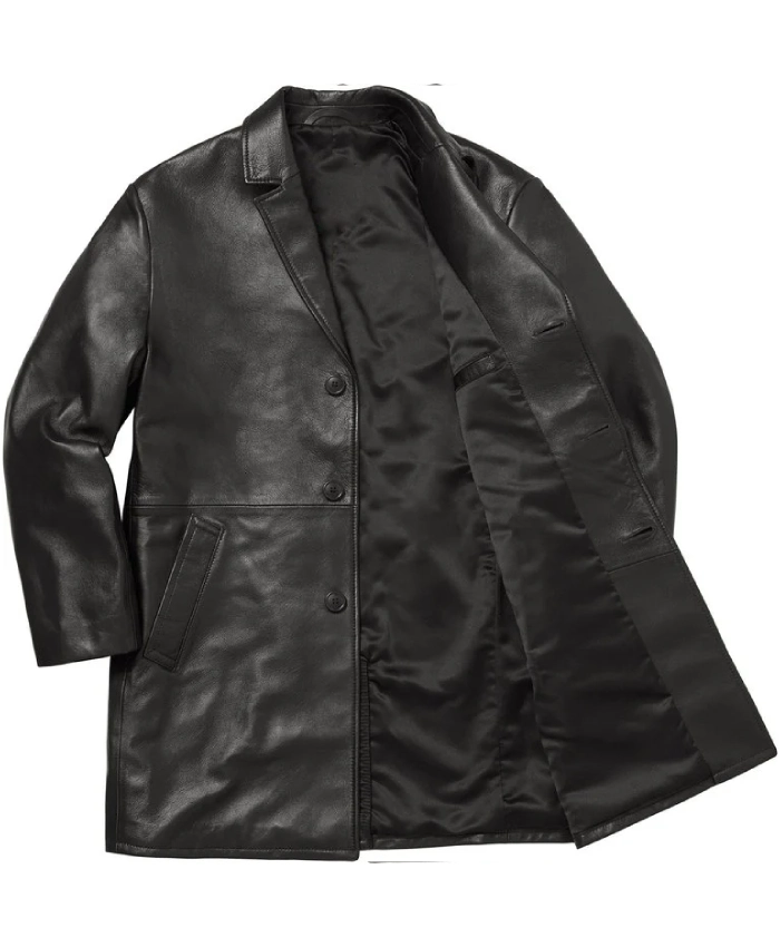 Supreme X Schott Black Leather Overcoat