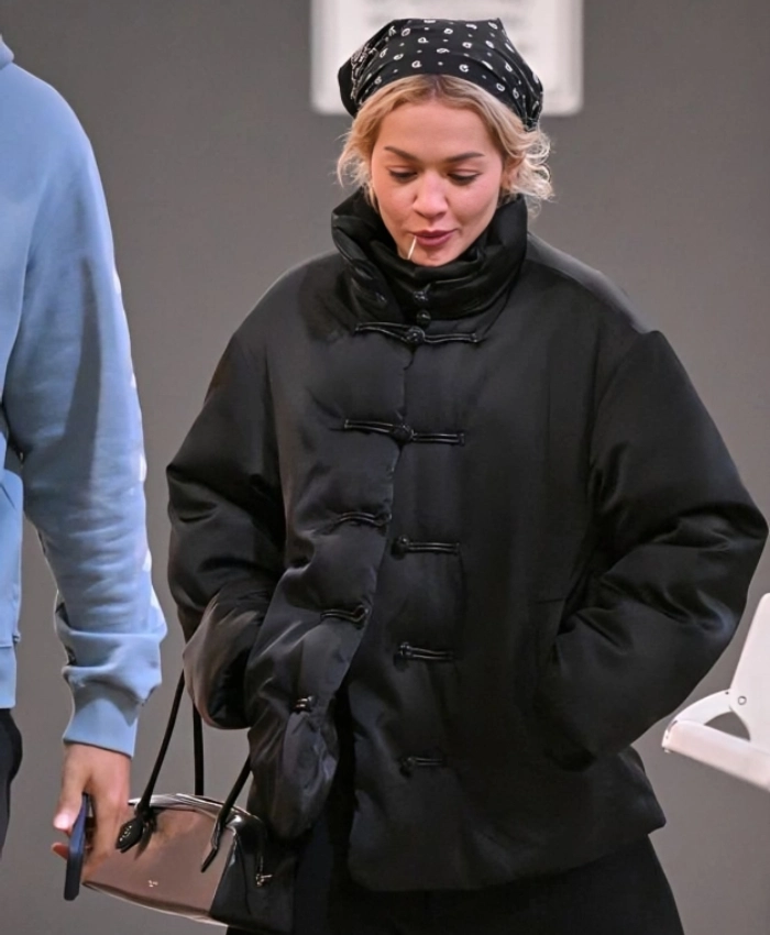 Rita Ora Sushi Park Black Puffer Jacket