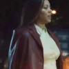 Sweetpea 2024 Nicole Lecky Maroon Leather Blazer