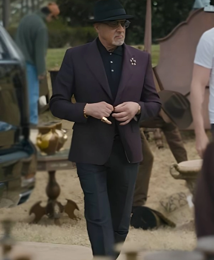 Sylvester Stallone TV Series Tulsa King Season 3 Blazer In Purple Shop Now