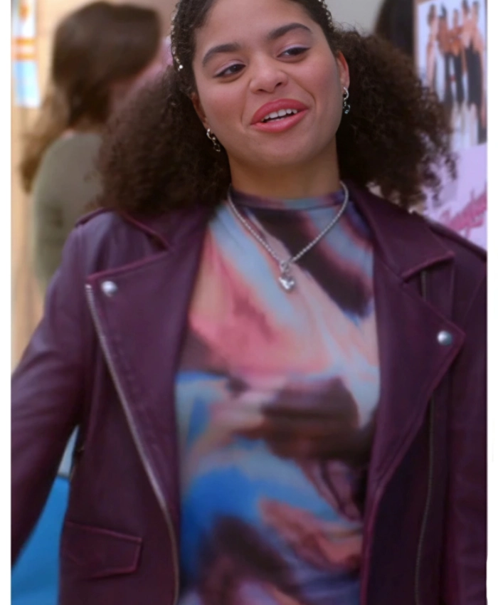 Symera Jackson TV Series Electric Bloom S01 Maggie Deetz Burgundy Leather Jacket 1