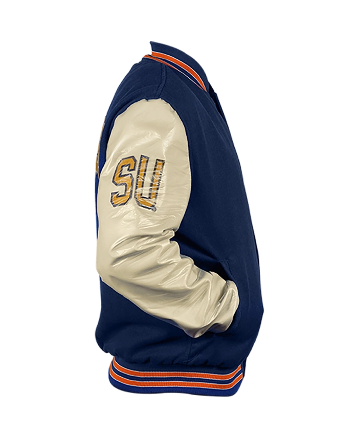 Syracuse S Blue And Beige Letterman Varsity Jacket