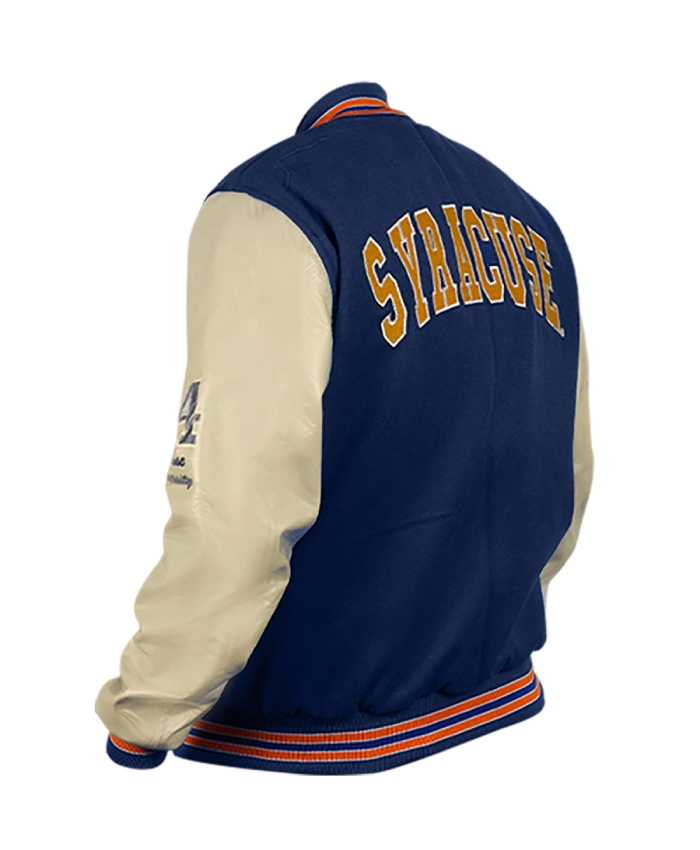 Syracuse S Full Snap Blue Letterman Varsity Jacket