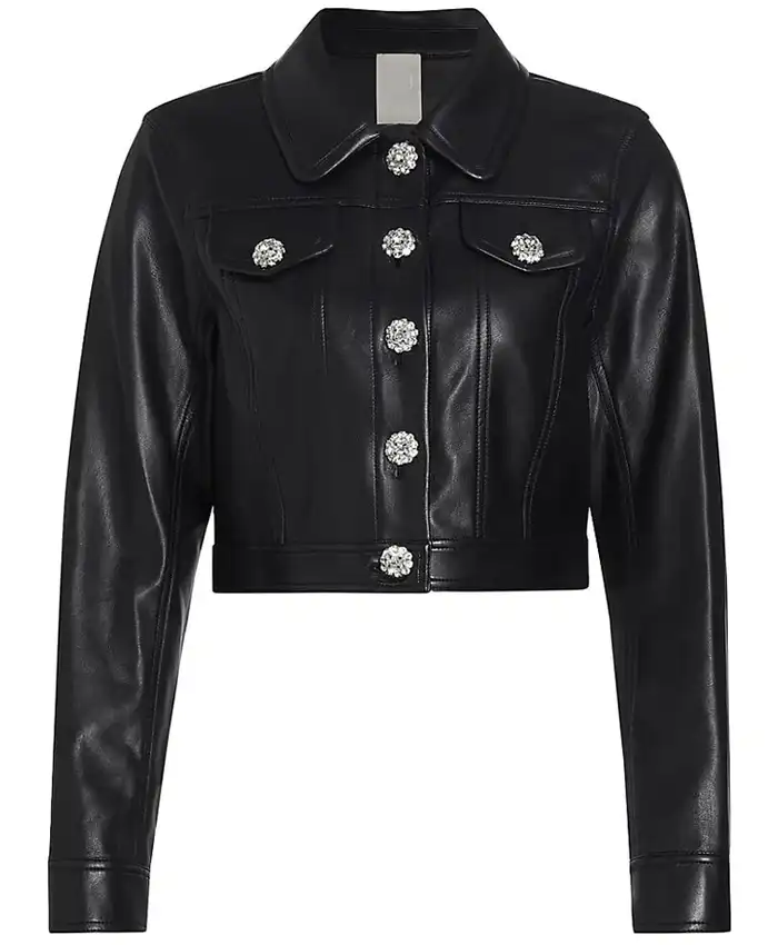 TV Series Bold And The Beautiful 2024 Luna Black Leather Rhinestone Jacket For Sale