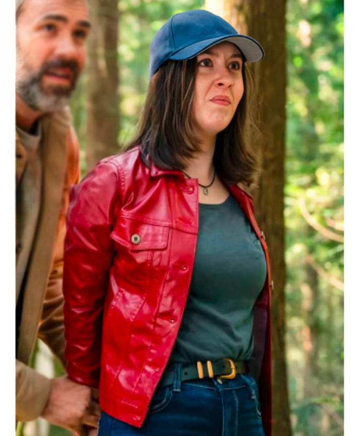 TV Series Murder In A Small Town S02 Crinkle Red Leather Jacket