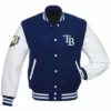Tampa Bay Rays Wool And Leather Blue And White Letterman Jacket