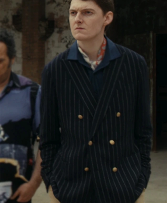 Tancredi TV Series Hotel Costiera 2025 Sam Haygarth Black Striped Blazer