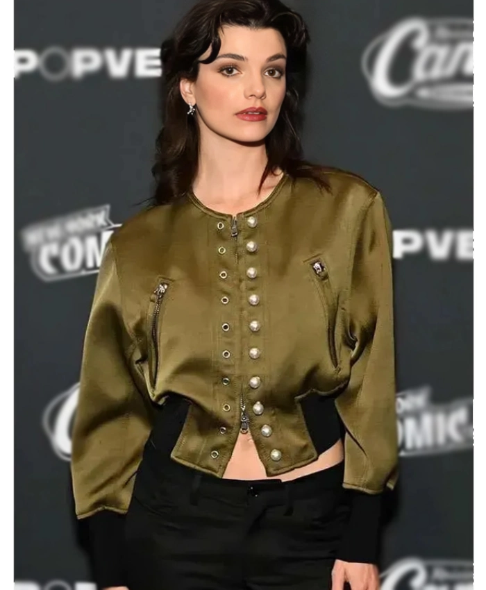 Tarima Sadal Star Trek Starfleet Academy Tv Series Event Zoe Steiner Green Satin Bomber Jacket