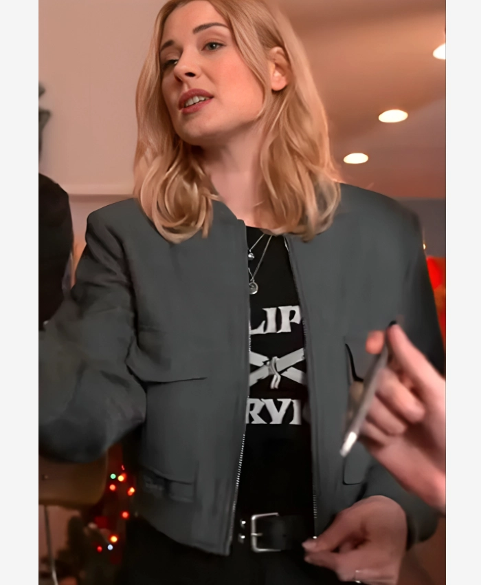 Taylor Jacobson Movie My Secret Santa 2025 Alexandra Breckenridge Grey Jacket