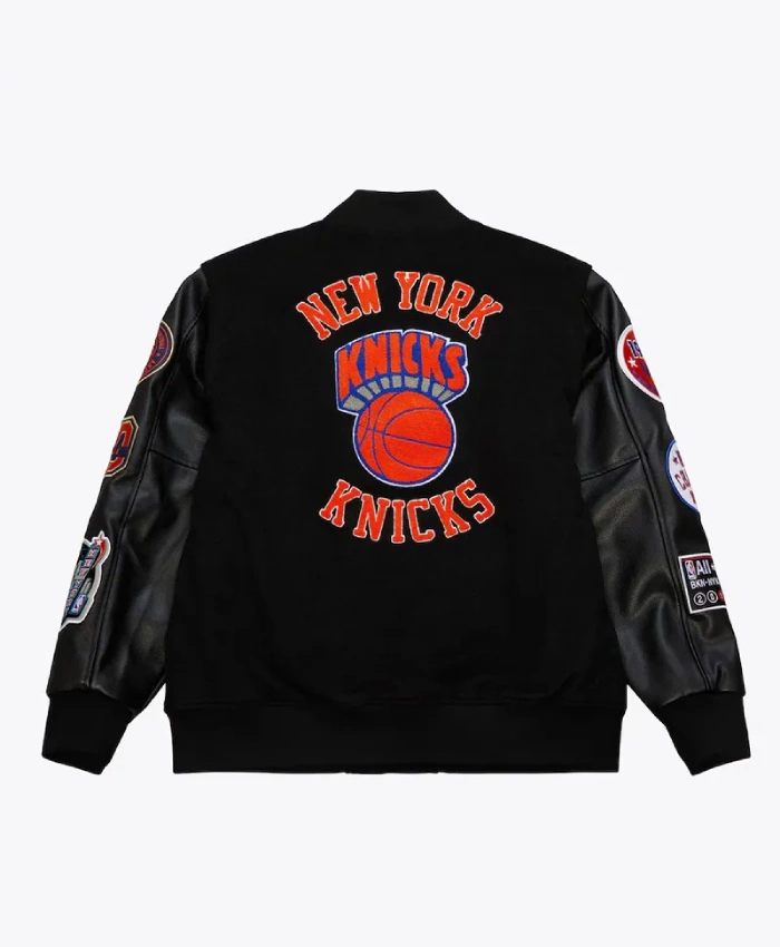 Black Out NY Knicks Team Logo Varsity Jacket - Image 2