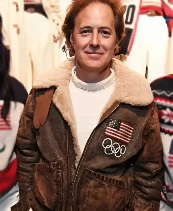 2026 Winter Olympics Team USA Brown Leather Flight Jacket