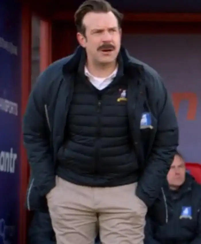 Ted Lasso Jason Sudeikis Black Cotton Track Coat